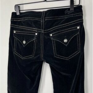 Vintage Y2K Guess Bootcut Jeans Womens 27 Black Stretch Flap Pocket 34 Inseam